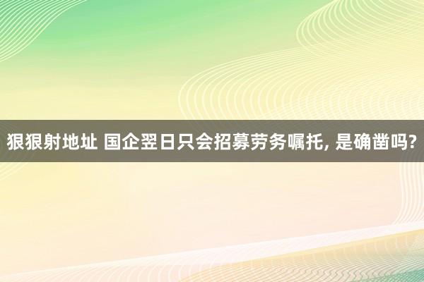 狠狠射地址 国企翌日只会招募劳务嘱托， 是确凿吗?