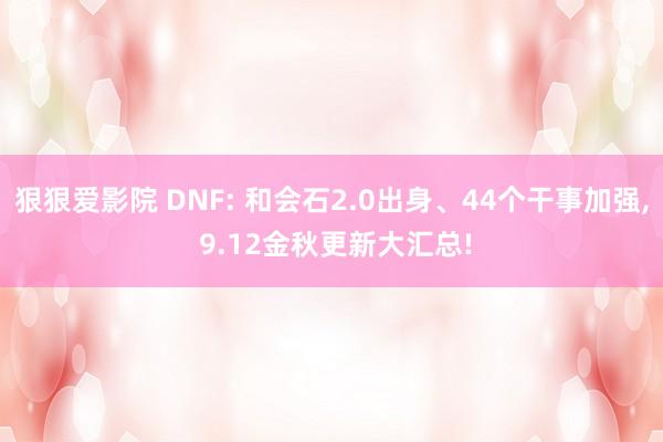 狠狠爱影院 DNF: 和会石2.0出身、44个干事加强， 9.12金秋更新大汇总!