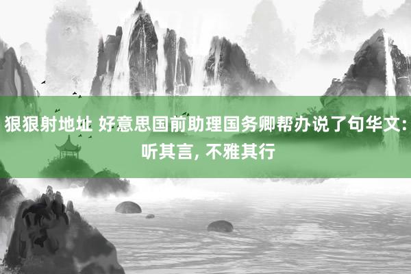 狠狠射地址 好意思国前助理国务卿帮办说了句华文: 听其言， 不雅其行