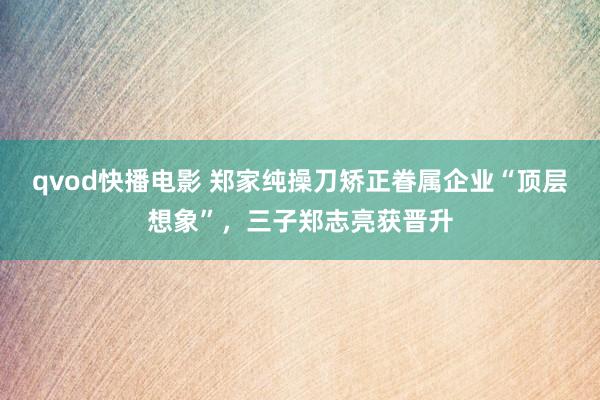 qvod快播电影 郑家纯操刀矫正眷属企业“顶层想象”，三子郑志亮获晋升