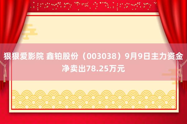 狠狠爱影院 鑫铂股份（003038）9月9日主力资金净卖出78.25万元