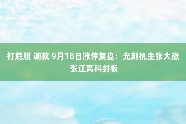 打屁股 调教 9月18日涨停复盘：光刻机主张大涨 张江高科封板