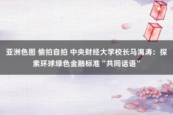 亚洲色图 偷拍自拍 中央财经大学校长马海涛：探索环球绿色金融标准“共同话语”