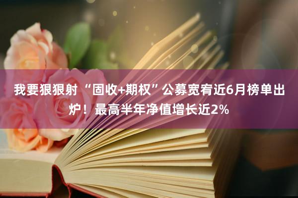 我要狠狠射 “固收+期权”公募宽宥近6月榜单出炉！最高半年净值增长近2%