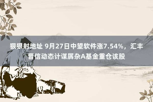 狠狠射地址 9月27日中望软件涨7.54%，汇丰晋信动态计谋羼杂A基金重仓该股