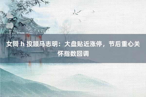 女同 h 投顾马志明：大盘贴近涨停，节后重心关怀指数回调