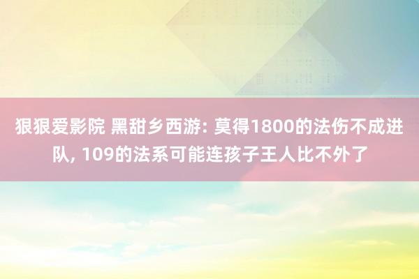 狠狠爱影院 黑甜乡西游: 莫得1800的法伤不成进队， 109的法系可能连孩子王人比不外了