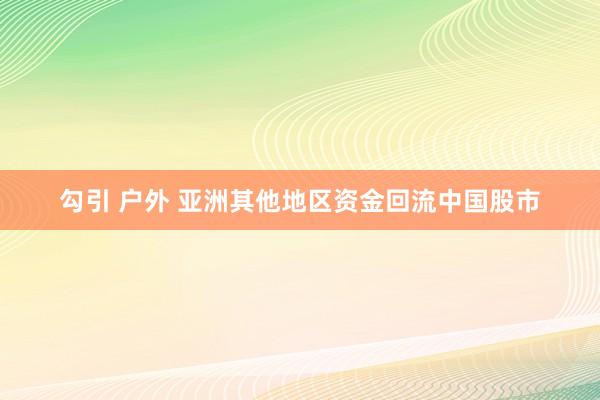 勾引 户外 亚洲其他地区资金回流中国股市