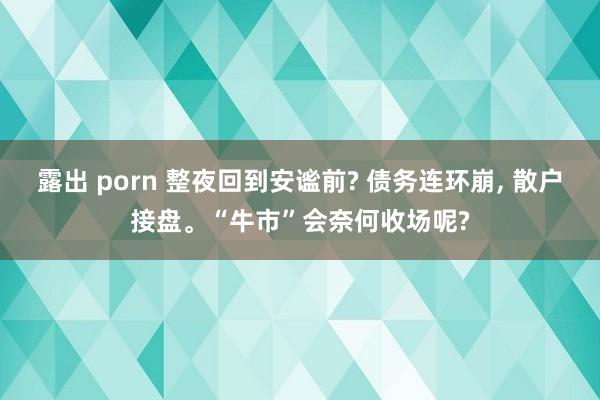 露出 porn 整夜回到安谧前? 债务连环崩， 散户接盘。“牛市”会奈何收场呢?