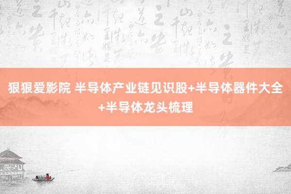 狠狠爱影院 半导体产业链见识股+半导体器件大全+半导体龙头梳理