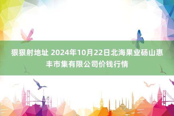 狠狠射地址 2024年10月22日北海果业砀山惠丰市集有限公司价钱行情