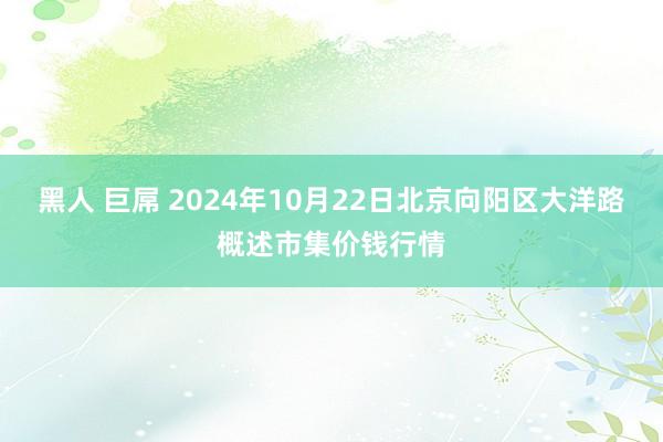 黑人 巨屌 2024年10月22日北京向阳区大洋路概述市集价钱行情