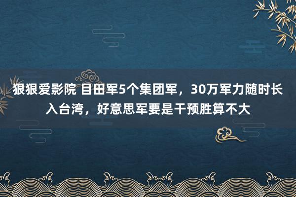 狠狠爱影院 目田军5个集团军，30万军力随时长入台湾，好意思军要是干预胜算不大