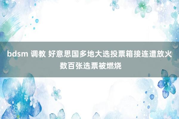 bdsm 调教 好意思国多地大选投票箱接连遭放火 数百张选票被燃烧