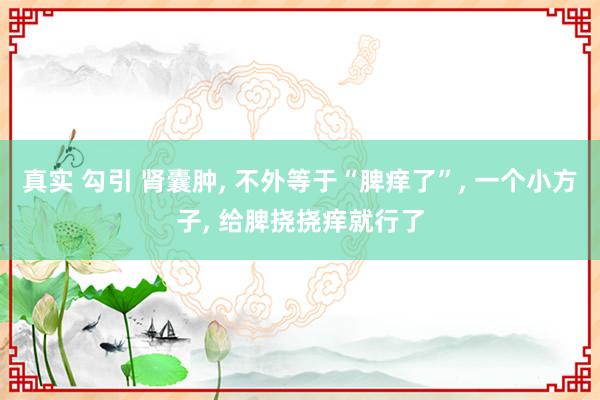 真实 勾引 肾囊肿， 不外等于“脾痒了”， 一个小方子， 给脾挠挠痒就行了