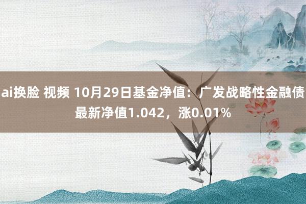 ai换脸 视频 10月29日基金净值：广发战略性金融债最新净值1.042，涨0.01%