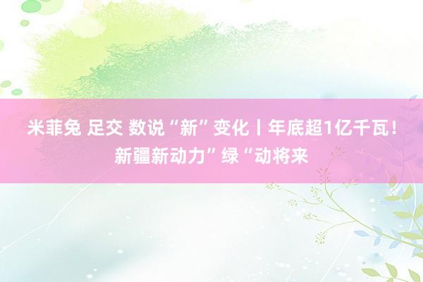 米菲兔 足交 数说“新”变化丨年底超1亿千瓦！新疆新动力”绿“动将来