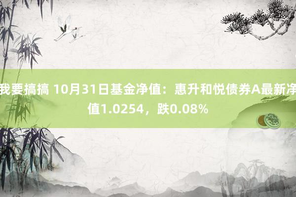 我要搞搞 10月31日基金净值：惠升和悦债券A最新净值1.0254，跌0.08%