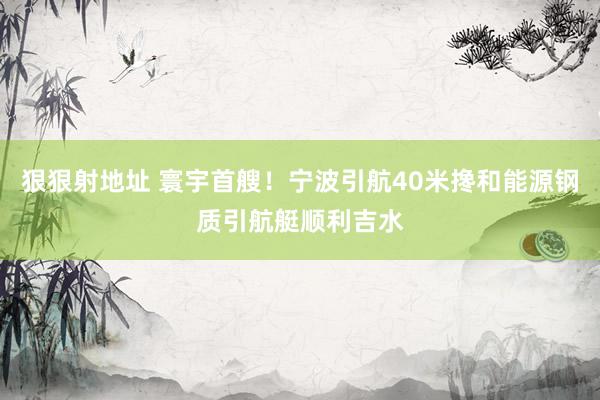 狠狠射地址 寰宇首艘！宁波引航40米搀和能源钢质引航艇顺利吉水