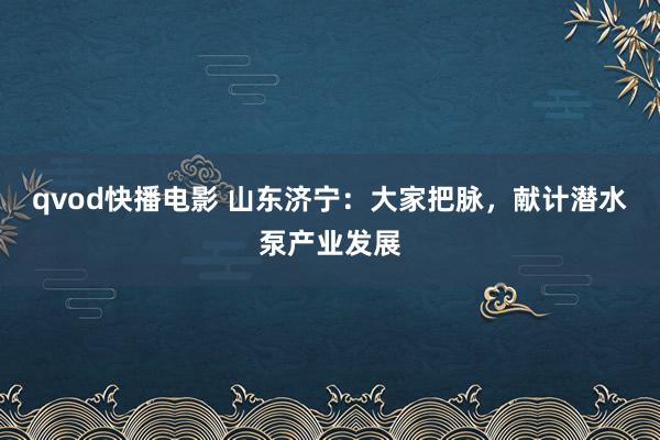 qvod快播电影 山东济宁：大家把脉，献计潜水泵产业发展