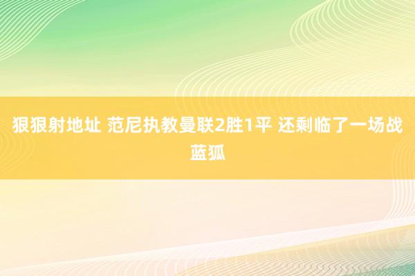 狠狠射地址 范尼执教曼联2胜1平 还剩临了一场战蓝狐