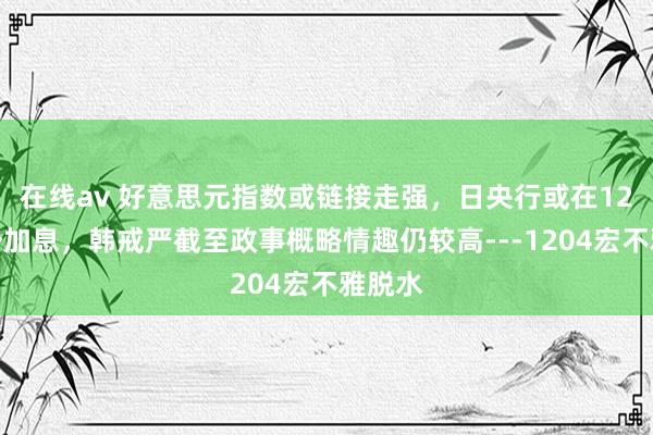 在线av 好意思元指数或链接走强，日央行或在12月逆势加息，韩戒严截至政事概略情趣仍较高---1204宏不雅脱水