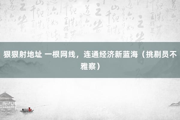 狠狠射地址 一根网线，连通经济新蓝海（挑剔员不雅察）