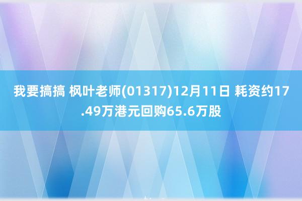 我要搞搞 枫叶老师(01317)12月11日 耗资约17.49万港元回购65.6万股