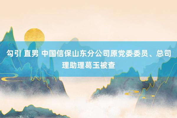 勾引 直男 中国信保山东分公司原党委委员、总司理助理葛玉被查