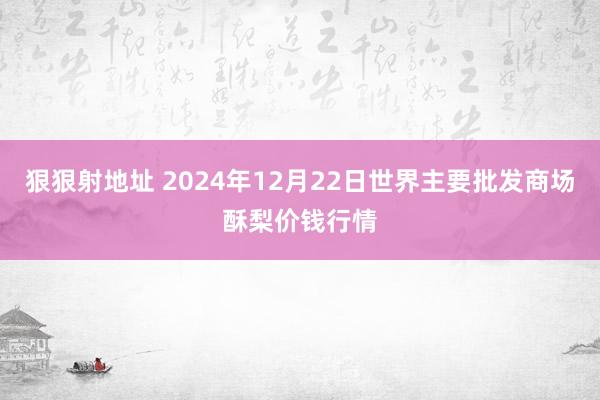 狠狠射地址 2024年12月22日世界主要批发商场酥梨价钱行情