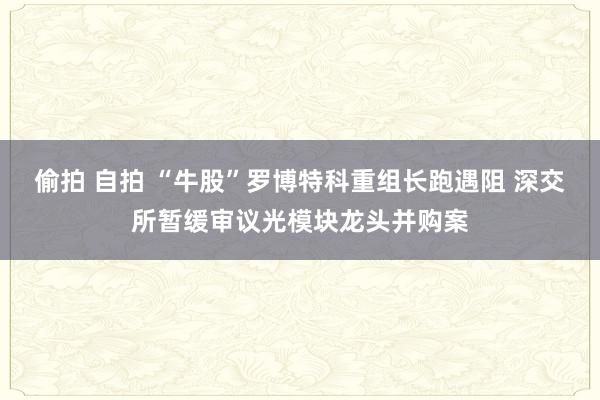 偷拍 自拍 “牛股”罗博特科重组长跑遇阻 深交所暂缓审议光模块龙头并购案