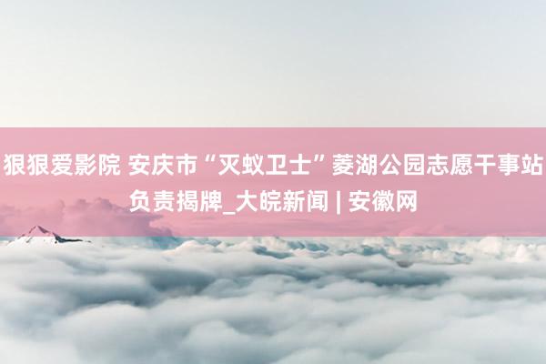 狠狠爱影院 安庆市“灭蚁卫士”菱湖公园志愿干事站负责揭牌_大皖新闻 | 安徽网