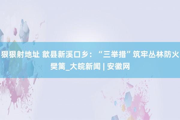 狠狠射地址 歙县新溪口乡：“三举措”筑牢丛林防火樊篱_大皖新闻 | 安徽网