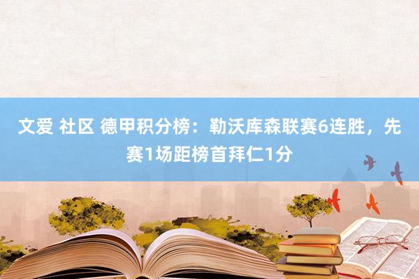 文爱 社区 德甲积分榜：勒沃库森联赛6连胜，先赛1场距榜首拜仁1分