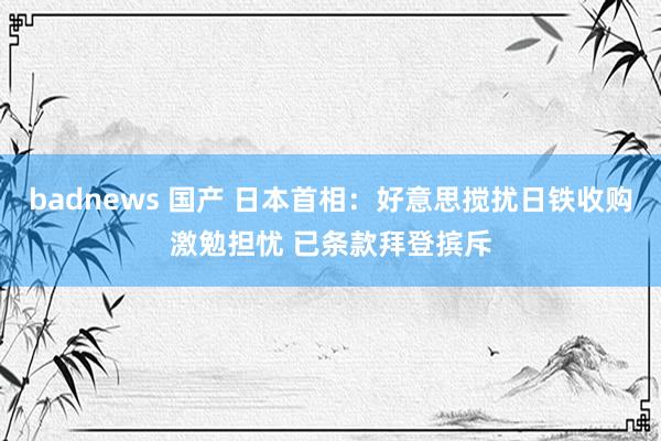 badnews 国产 日本首相：好意思搅扰日铁收购激勉担忧 已条款拜登摈斥